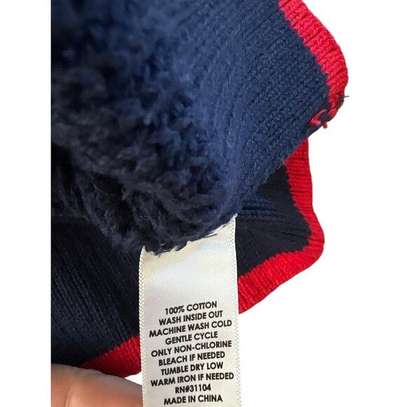 Crown & Ivy 100% Cotton XL Navy Red Stripe Sweater Nautical Preppy - Picture 3 of 4